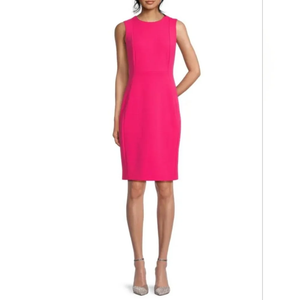 Calvin Klein Elegant Pink Sleeveless Scuva Sheath Dress Sz 12